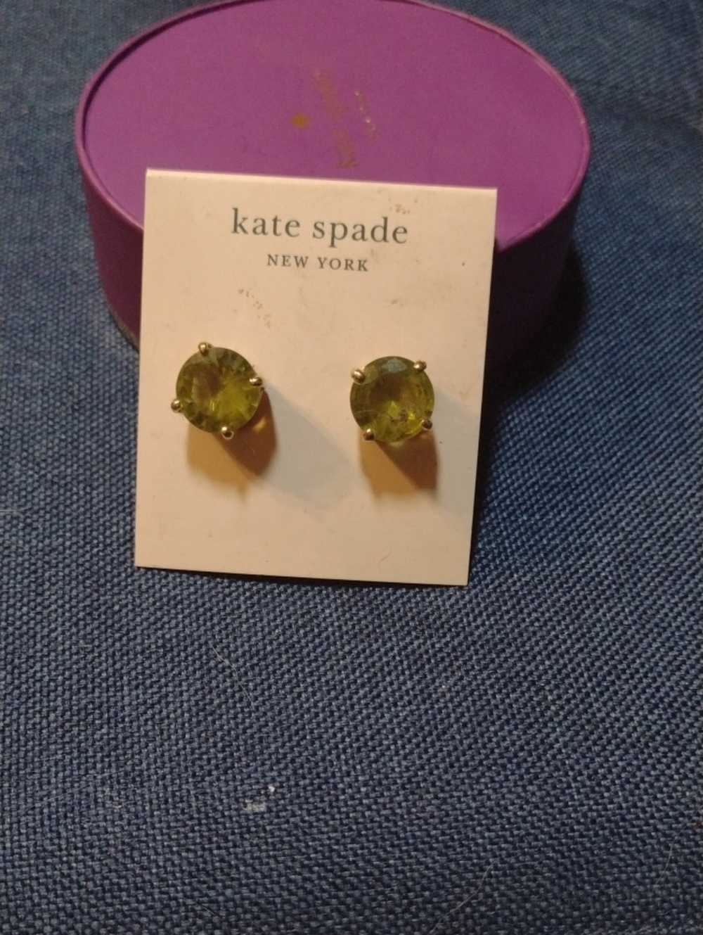 kate spade kids Peridot Green Round Crystal Stud Earrings